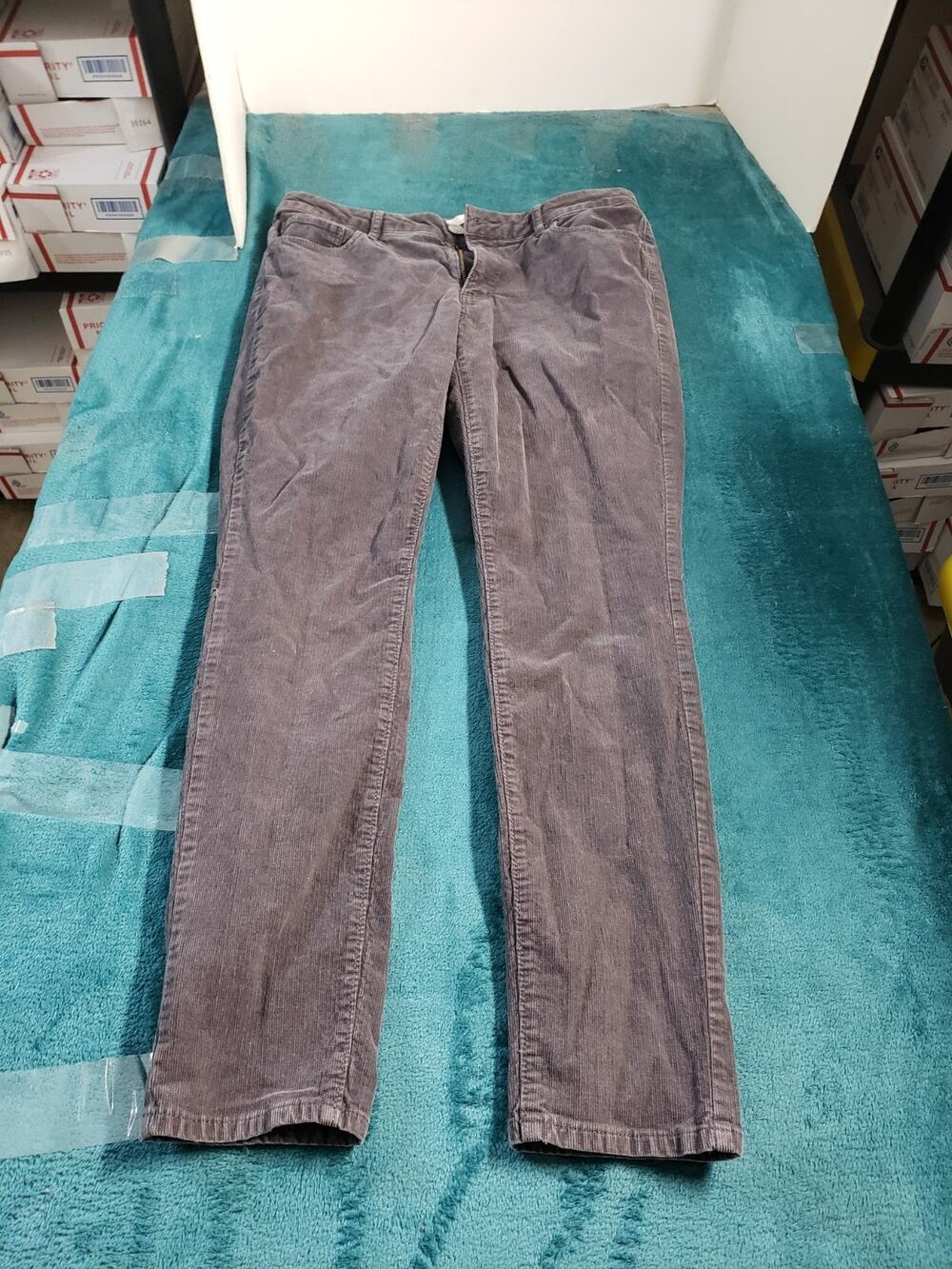 Loft Jeans Size 8 Womens Gray Corduroy Pants Ladies Mid Rise The Curvy Skinny